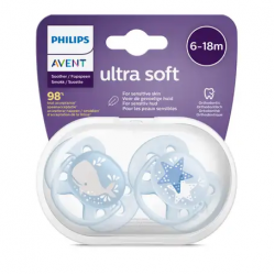 Avent Soft Soother 6-18 Months Boy Mix Deco Scf223/03  orthodontic-approved soothing comfort