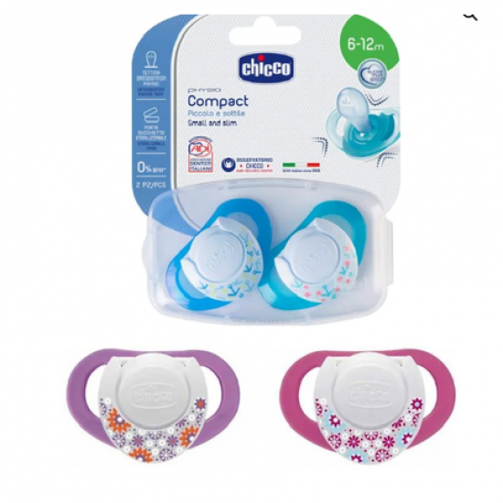 Chicco Soother Ph.Compact Pink Sil 6-12m 2pcs B