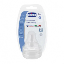 Chicco Well Beeing Teat 0M+ Normal Silicone 2 pcs