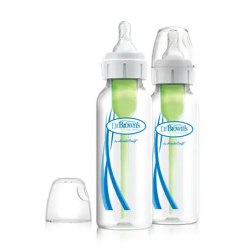 Drbrown Bottle Plastic Narrow Neck 250ml 2 Pack  Orthodontically designed Anti-colic technology