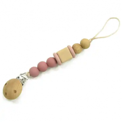 Luqu | Silicone Pacifier Beads | Pink Wood