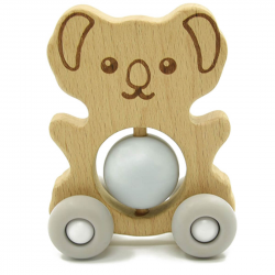 Luqu | Silicone + Wood Teether | Wheelie Toy