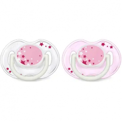 Philips Avent - Soother Silicon 0-6M Night Time Girl X2  Comfortable Orthodontic Resistant