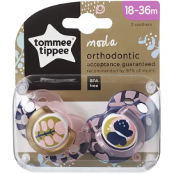 Tommee Tippee Moda Soother  orthodontically designed silicone teat BPA-free materials