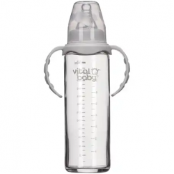 Vital Baby Nurture Glass Feeding Bottle With Handles 240ml  Baby Feeding Essentials Glass Bottle with Handles