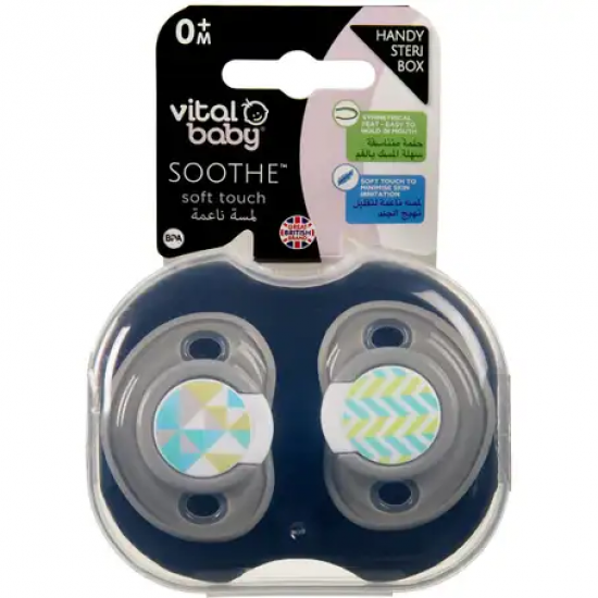 Vital Baby Soothe Soft Touch 0 Months+ (2pk) - Boy  baby soothing soft touch