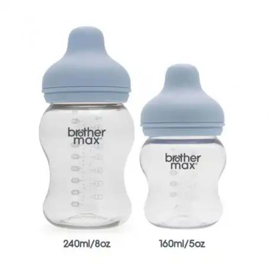 Brother Max | Wide-neck Plastic Feeding Bottle | Blue | 160ml