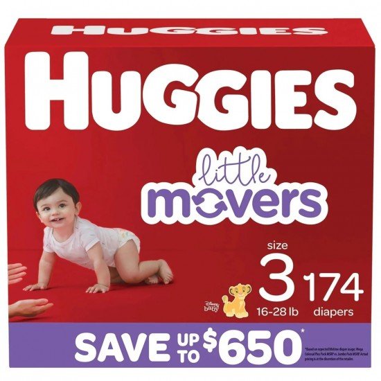 Huggies Little Movers Diapers, Size 3 - 16-28 Pounds (174 Ct)