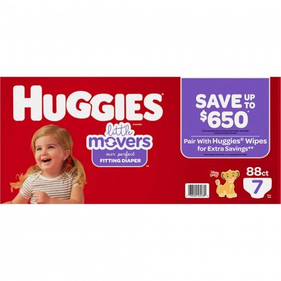 Huggies Little Movers Diapers, Size 7 - 41+ Pounds (88 Ct)