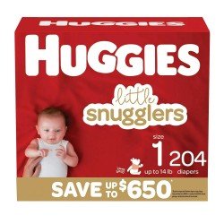 Huggies Little Snugglers Diapers, Size 1 - 204 Ct (Up to 14 lbs.)