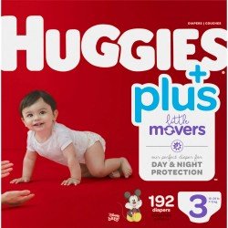 Huggies Plus Little Movers Diapers, Size 3 (16-28 Pounds), 192 Ct