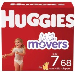 Huggies Little Movers Baby Diapers, Size 7, 68 Ct