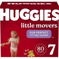 Huggies Baby Diapers Size 7 Ct Little Movers, White, 80 Ct