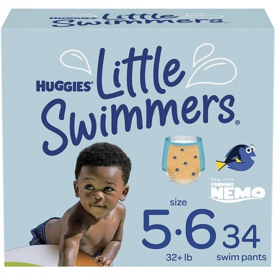 Huggies Little Swimmers Swim Diapers Disposable Swim Pants, Size 5-6 Large, 34 Ct