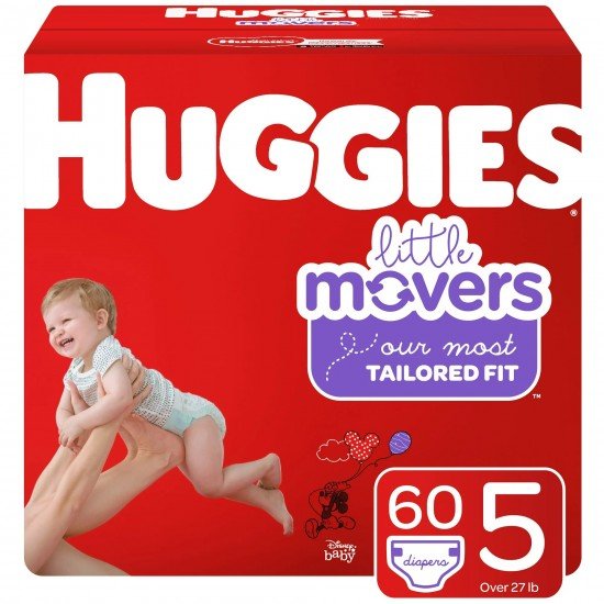 Huggies Little Movers Baby Diapers, Size 5, 60 Ct, Giga Jr Pack