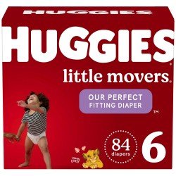 Huggies Little Movers Baby Diapers, Size 6, 84 Ct