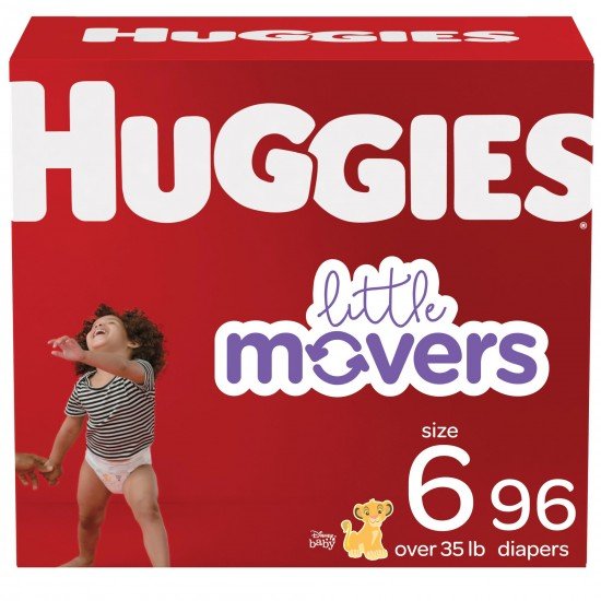 Huggies Little Movers Baby Diapers, Size 6, 96 Ct