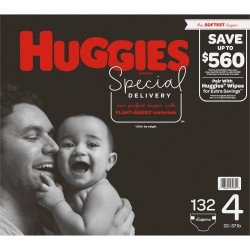 Huggies Special Delivery Hypoallergenic Baby Diapers size: 4 -132 Ct