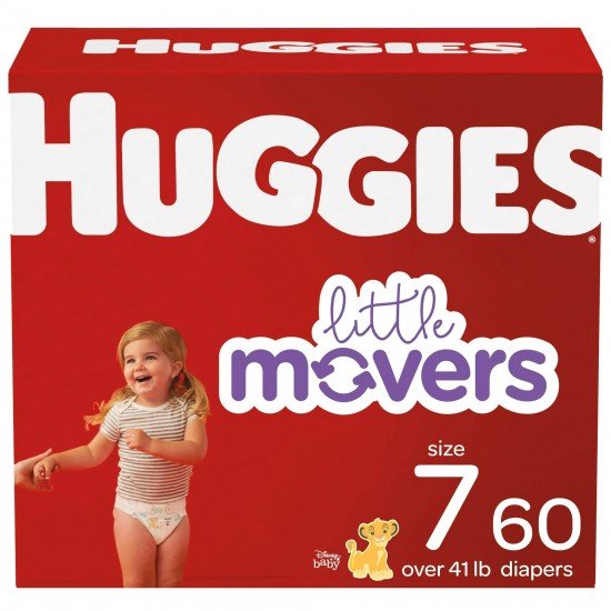 Huggies Little Movers Hypoallergenic Wetness Indicator Diapers, Size 7, 60 Ct