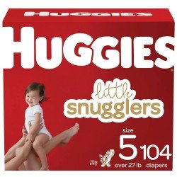 Huggies Little Snugglers Hypoallergenic and Latex-Free Diapers, Size 5, 104 Ct