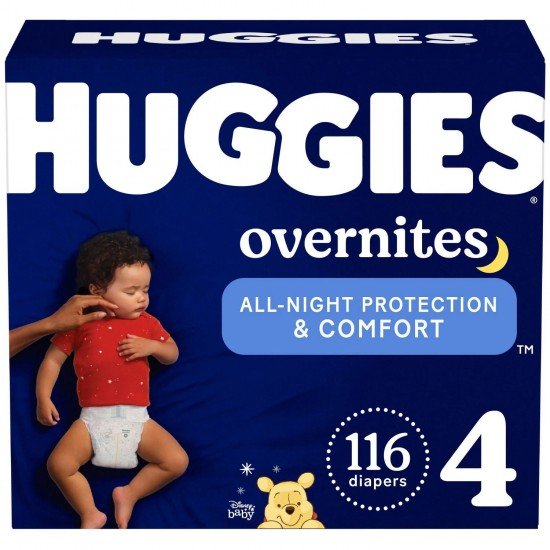 Nighttime Baby Diapers Size 4, 116 Ct, Huggies Overnites