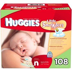 Huggies Little Snugglers Diapers, Newborn (Up to 10 lbs.), 108 Ct