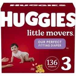 Huggies Little Movers Baby Diapers, Size 3, 136 Ct