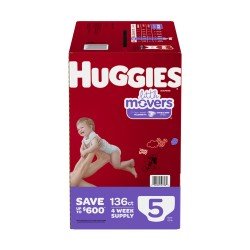 Huggies Little Movers Baby Diapers, Size 5, 136 Ct Mega Colossal Pack