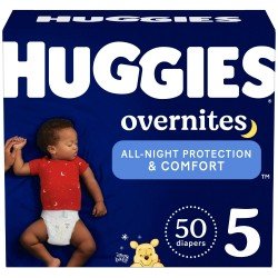 Huggies Overnites Nighttime Baby Diapers, Size 5, Choose your package