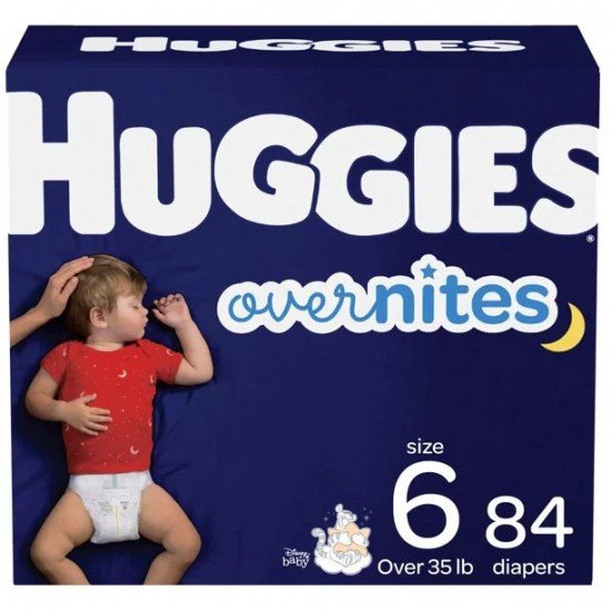 Huggies Overnites Nighttime Baby Diapers, Size 6, 84 Ct