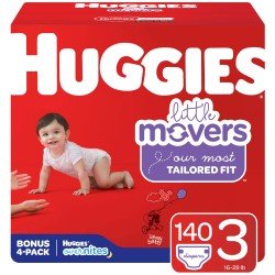 Huggies Little Movers Overnight Lotion, Latex and Fragrance Free Hypoallergenic Wetness Indicator Diapers - Mickey Mouse, Size 3, 140 Ct