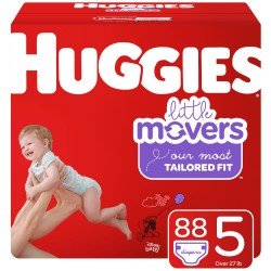 Huggies Little Movers Baby Diapers, Size 5, 88 Ct