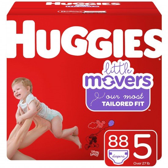 Huggies Little Movers Baby Diapers, Size 5, 88 Ct