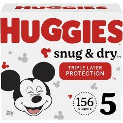 Huggies Snug & Dry Baby Diapers, Size 5, 156 pcs