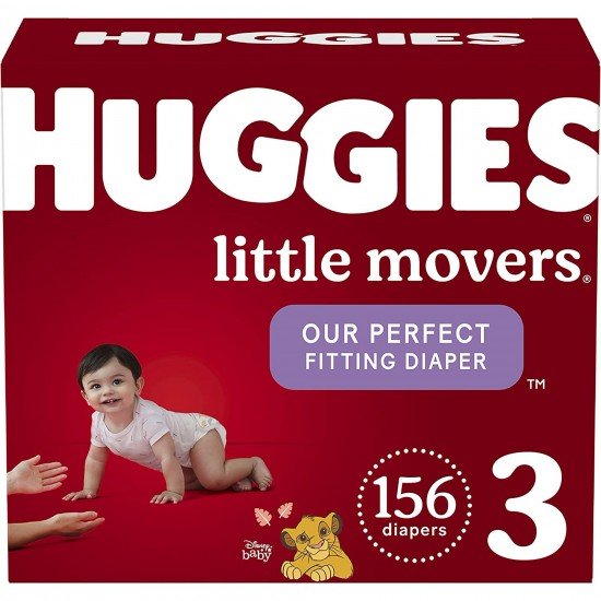 Baby Diapers Size 3 (16-28 lbs), 156 Ct, Huggies Little Movers