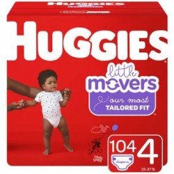 Huggies Little Movers Baby Diapers, Size 4, 104 Ct