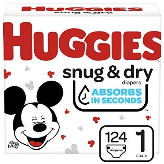 Huggies Snug & Dry Diapers, Size 1, 124 Ct