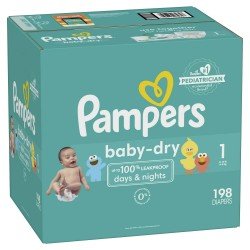 Pampers Baby Dry Diapers Size 1, 198 Ct