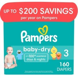 Pampers Baby Dry Diapers Size 3, 160 Ct