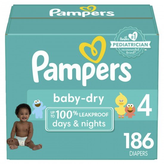 Pampers Baby Dry Diapers Size 4, 186 Ct