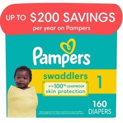 Pampers Swaddlers Diapers Size 1, 160 Ct