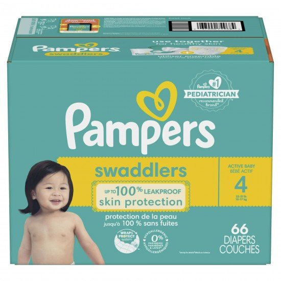 Pampers Swaddlers Diapers Size 4, 66 Ct