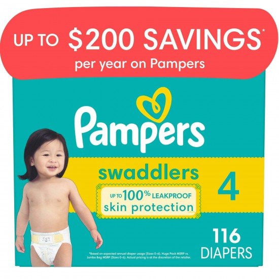 Pampers Swaddlers Diapers Size 4, Choose your package