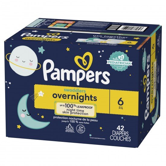 Pampers Swaddlers Overnights Disposable Diapers Size 6, 42 Ct