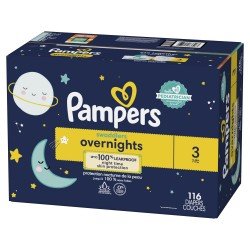 Pampers Swaddlers Overnight Diapers Size 3, 116 Ct