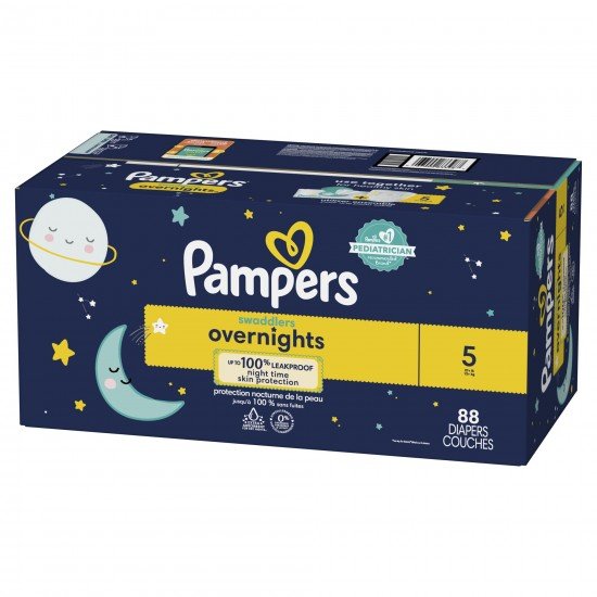 Pampers Swaddlers Overnight Diapers Size 5, Choose your package, Ct