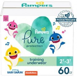 Pampers Pure Protection Training Underwear, Baby Shark, Size 2T-3T, 60 Ct