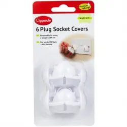 Clippasafe Style 3 Pin Plug Socket Covers - 6pack (White)