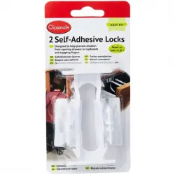 Clippasafe Self-Adhesive Cpbrd & Drwr Locks - 2 Pk- White