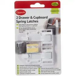 Clippasafe Drawer & Cupboard Spring Latches - 2pk (White)